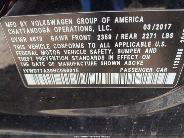 1VWDT7A39HC066015 Volkswagen Passat 1.8t R-line