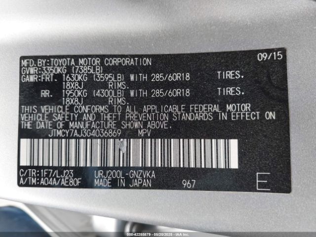JTMCY7AJ3G4036869 Toyota 3ur-fe