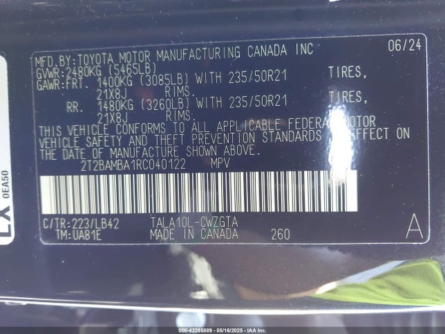 Lexus t24a-fts 2024 2T2BAMBA1RC040122 Image 9