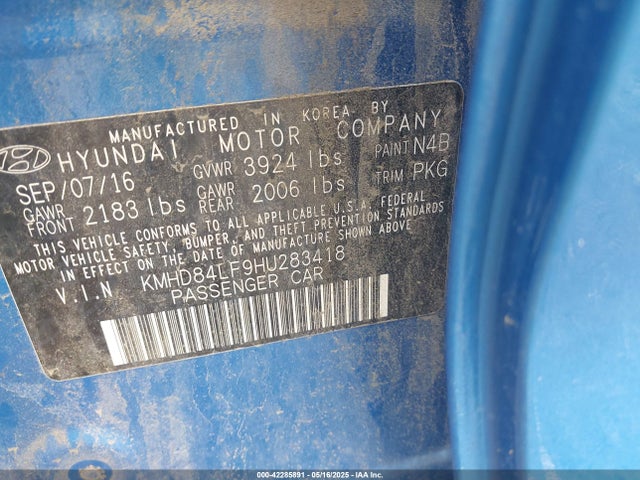 KMHD84LF9HU283418 Hyundai Elantra Limited
