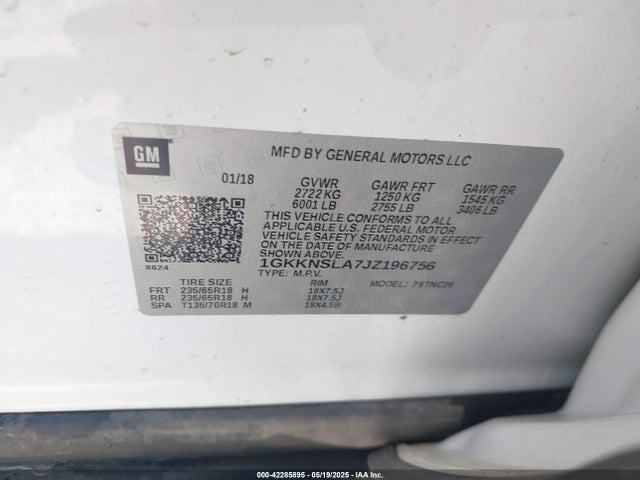 1GKKNSLA7JZ196756 GMC Acadia Sle-2
