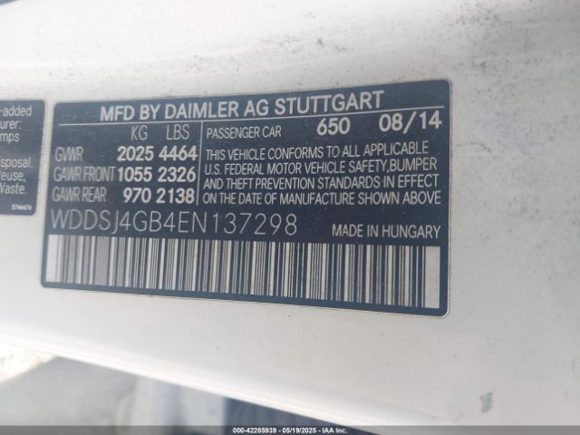 WDDSJ4GB4EN137298 Mercedes-Benz CLA 250 4MATIC