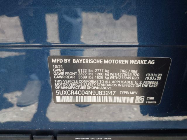2022 BMW X5 5UXCR4C04N9J83247 Photo 8