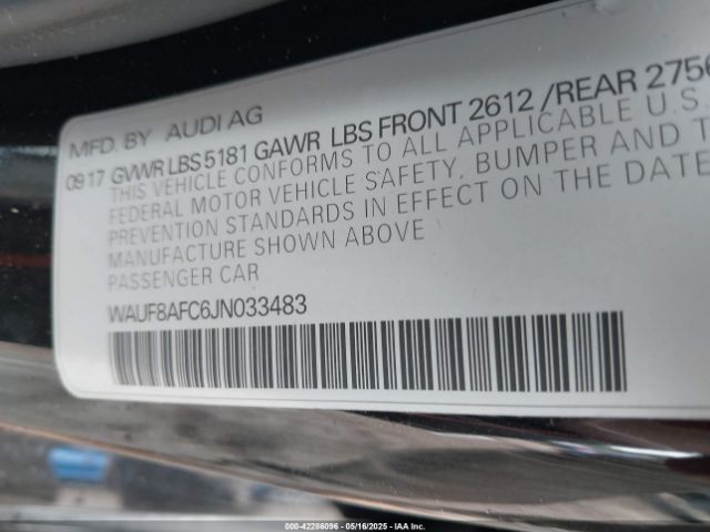 WAUF8AFC6JN033483 Audi A6 2.0t Premium/2.0t Sport