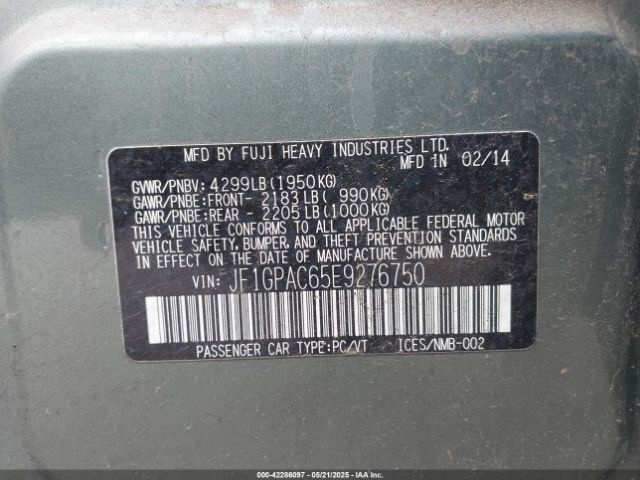 JF1GPAC65E9276750 Subaru Impreza 2.0i Premium