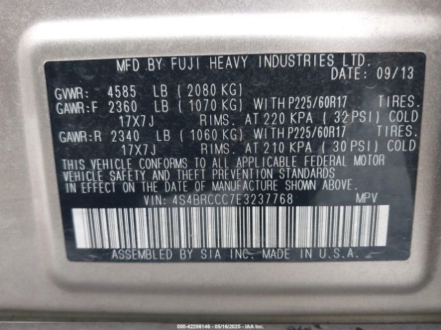 4S4BRCCC7E3237768 Subaru Outback 2.5i Premium