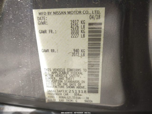 2018 NISSAN ALTIMA 1N4AL3AP3JC251318 Photo 8