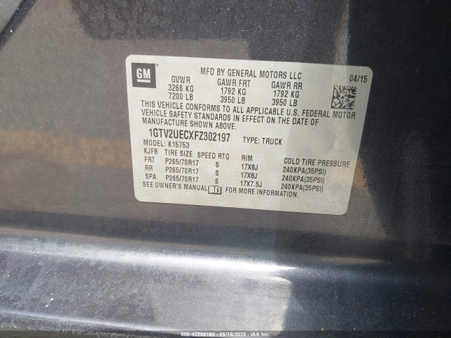 1GTV2UECXFZ302197 GMC Sierra 1500 Sle