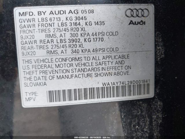 2009 AUDI Q7 WA1AY74L29D001841 Photo 8