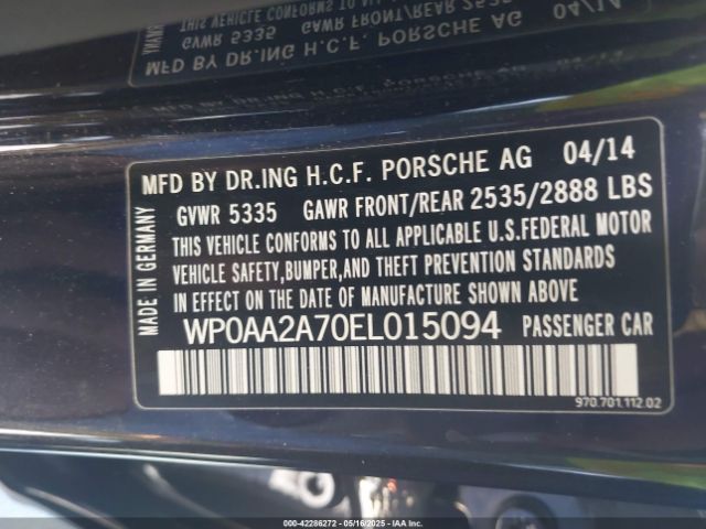 2014 PORSCHE PANAMERA WP0AA2A70EL015094 Photo 8