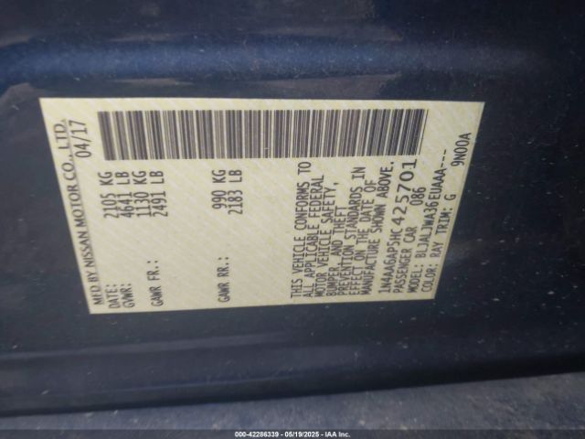 1N4AA6AP5HC425701 Nissan Maxima 3.5 Sv