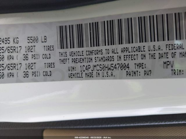 1C4PJMCS0HW547004 Jeep Cherokee Latitude 4x4
