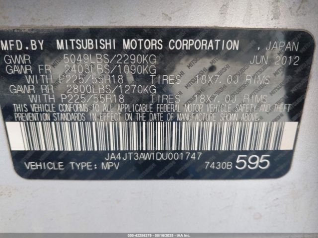 2013 MITSUBISHI OUTLANDER JA4JT3AW1DU001747 Photo 8