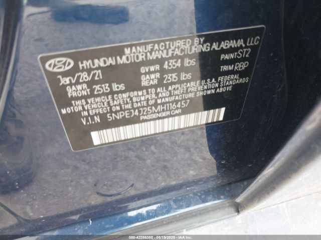 2021 HYUNDAI SONATA 5NPEJ4J25MH116457 Photo 8
