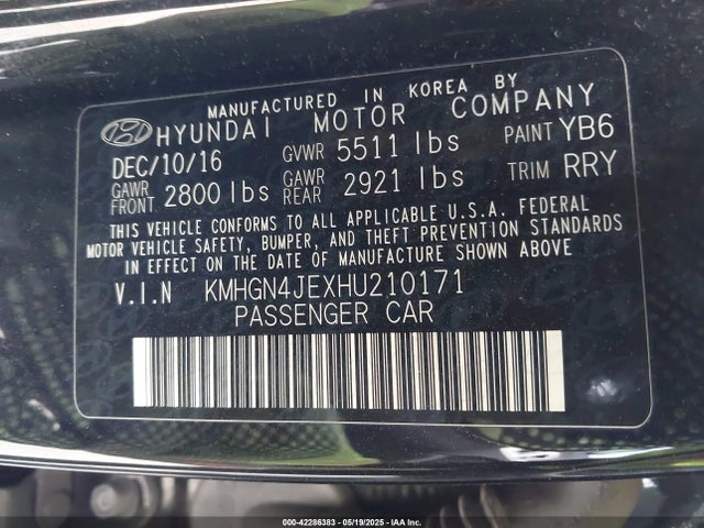 KMHGN4JEXHU210171 Genesis G80