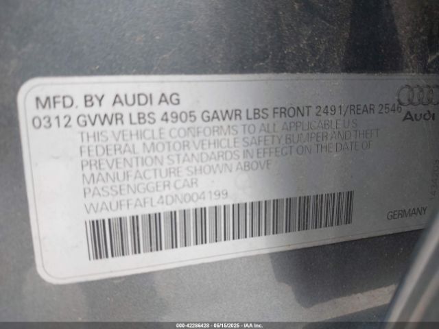 2013 AUDI A4 WAUFFAFL4DN004199 Photo 8