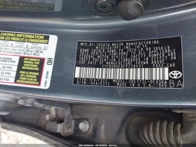 5YFBURHE8FP218431 Toyota 2zr-fe