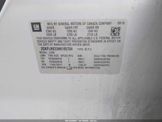 2GKFLNE33H6185704 GMC Terrain Sle-2