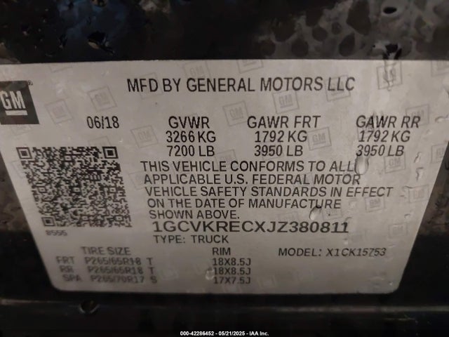 1GCVKRECXJZ380811 Chevrolet Silverado 1500 1lt