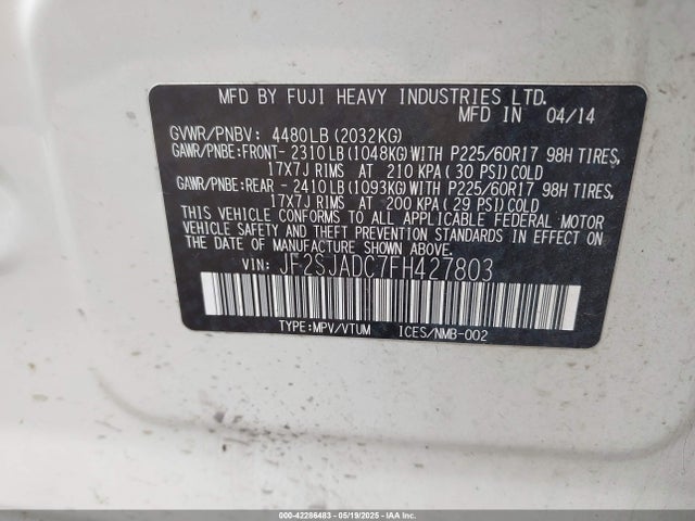JF2SJADC7FH427803 Subaru Forester 2.5i Premium