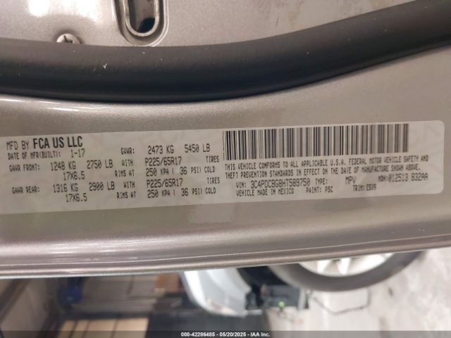 3C4PDCBG8HT589750 Dodge Journey Sxt