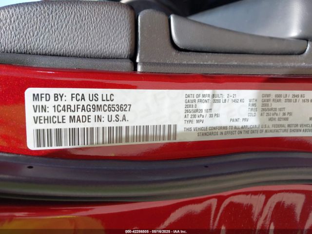 1C4RJFAG9MC653627 Jeep Grand Cherokee