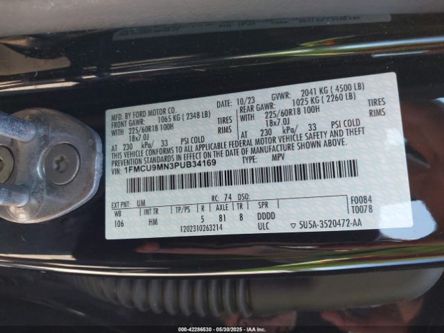 1FMCU9MN3PUB34169 Ford Escape St-line