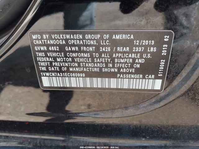 1VWCN7A31EC060999 Volkswagen Passat
