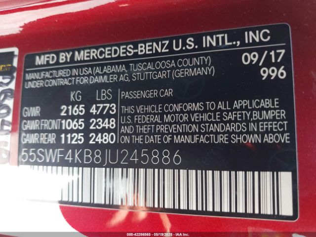 55SWF4KB8JU245886 Mercedes-Benz C 300 4matic