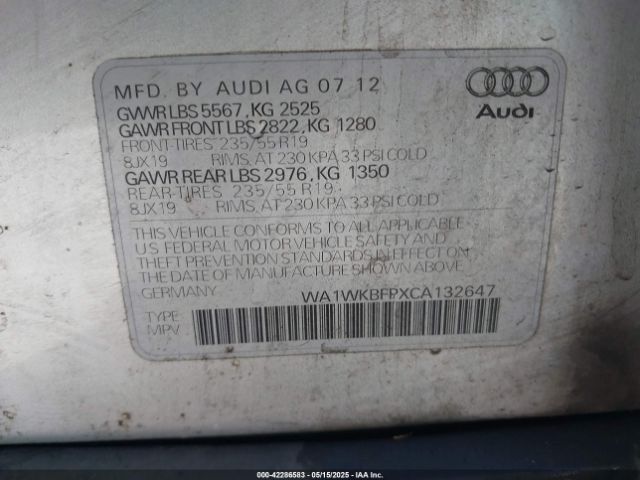 2012 AUDI Q5 WA1WKBFPXCA132647 Photo 8