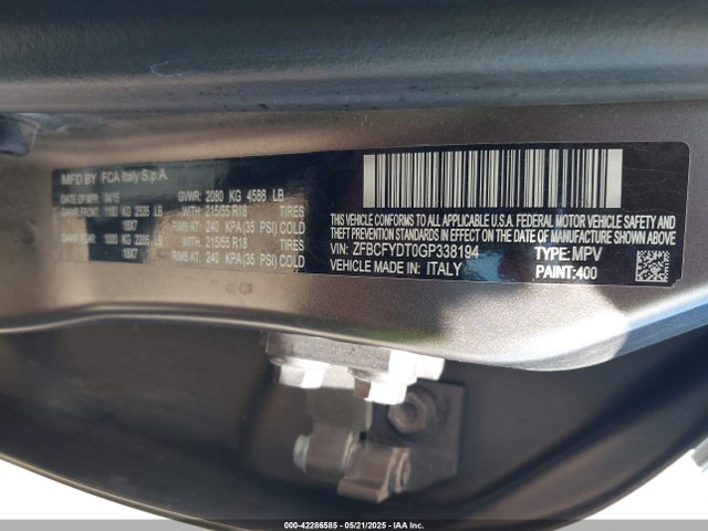 ZFBCFYDT0GP338194 Fiat 2016