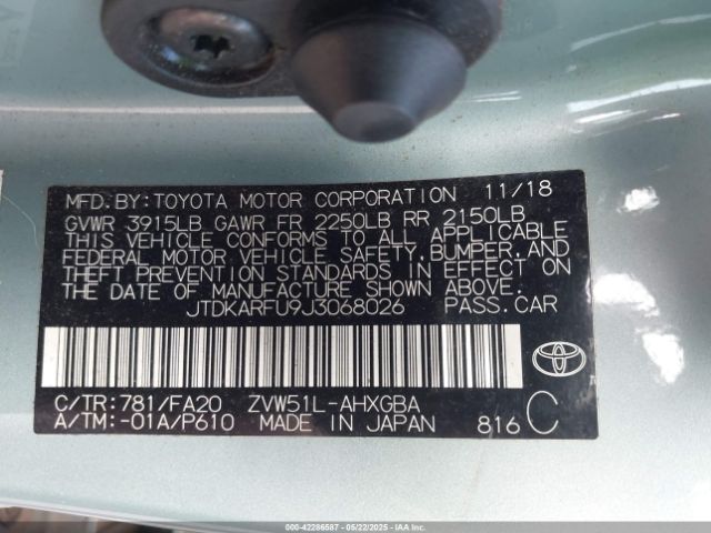 JTDKARFU9J3068026 Toyota Prius Three