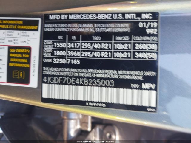 2019 MERCEDES-BENZ GLS 550 4JGDF7DE4KB235003 Photo 8