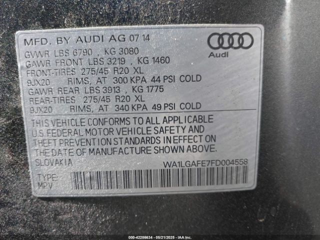 WA1LGAFE7FD004558 Audi Q7 3.0t Premium
