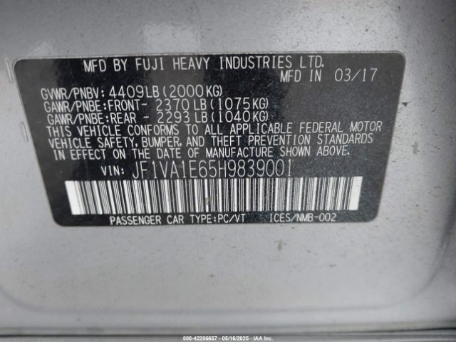 JF1VA1E65H9839001 Subaru Wrx Premium