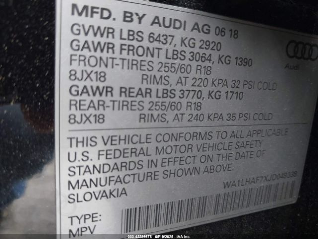 2018 AUDI Q7 WA1LHAF7XJD049338 Photo 8