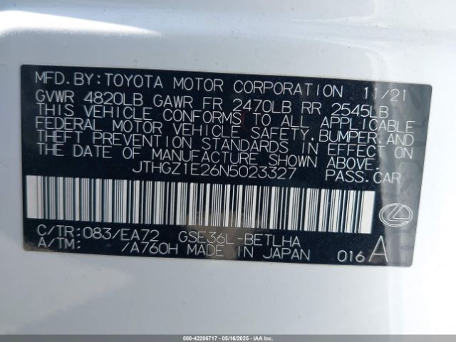 2022 LEXUS IS 350 JTHGZ1E26N5023327 Photo 8