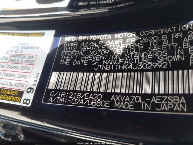 JTNB11HK4J3029921 Toyota CAMRY SE