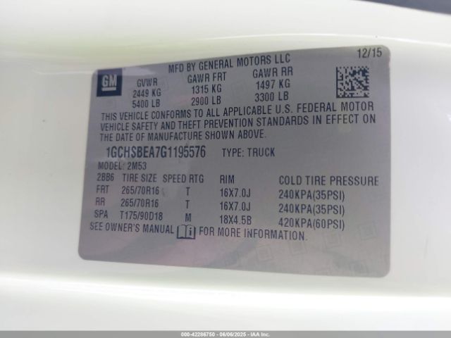 1GCHSBEA7G1195576 Chevrolet Colorado Wt