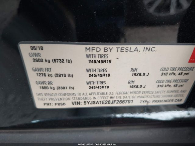 5YJSA1E28JF266701 Tesla Model S 100d/75d/p100d