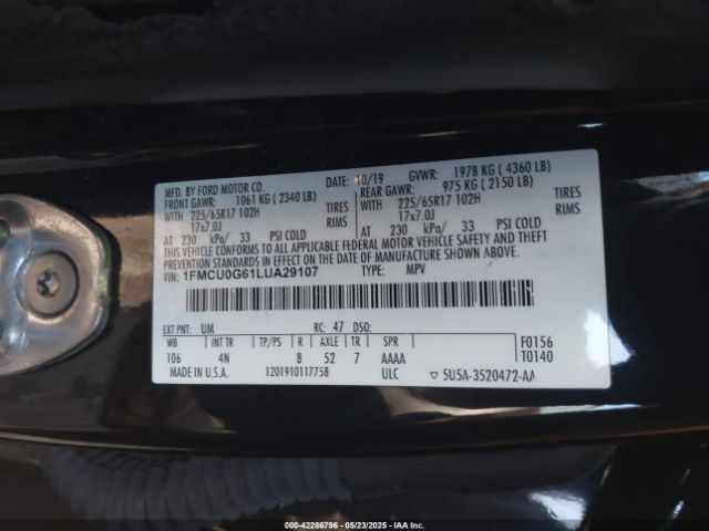 2020 FORD ESCAPE 1FMCU0G61LUA29107 Photo 8