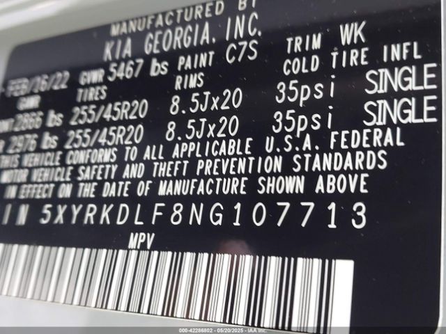 5XYRKDLF8NG107713 KIA Sorento X-line Sx Prestige