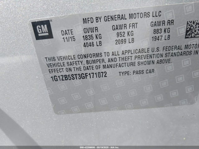 1G1ZB5ST3GF171072 Chevrolet lfv - di: direct injection, vvt, gen1 gmna
