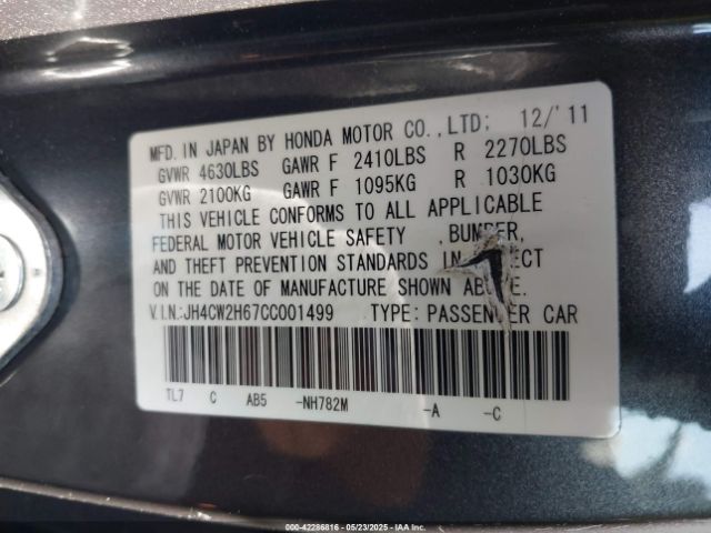 2012 ACURA TSX JH4CW2H67CC001499 Photo 8