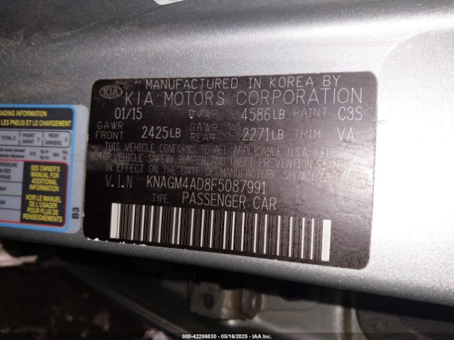 KNAGM4AD8F5087991 KIA mpi theta ii
