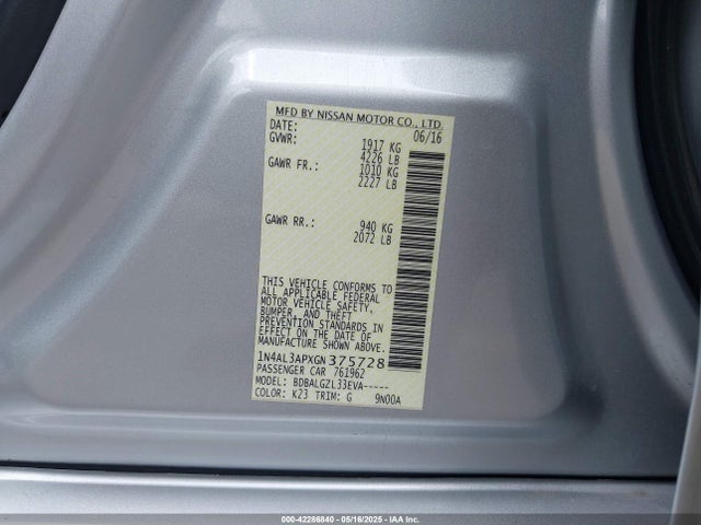 Nissan 2016 2016 1N4AL3APXGN375728 Image 9