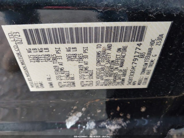 5N1BT3CB5PC791774 Nissan Rogue Sl Intelligent Awd