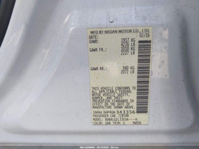 1N4AL3AP4GN343356 Nissan 2016