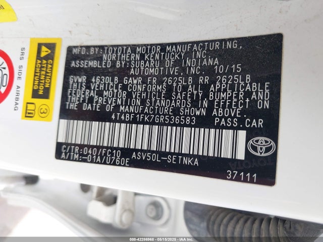 Toyota CAMRY LE 2016 4T4BF1FK7GR536583 Image 9