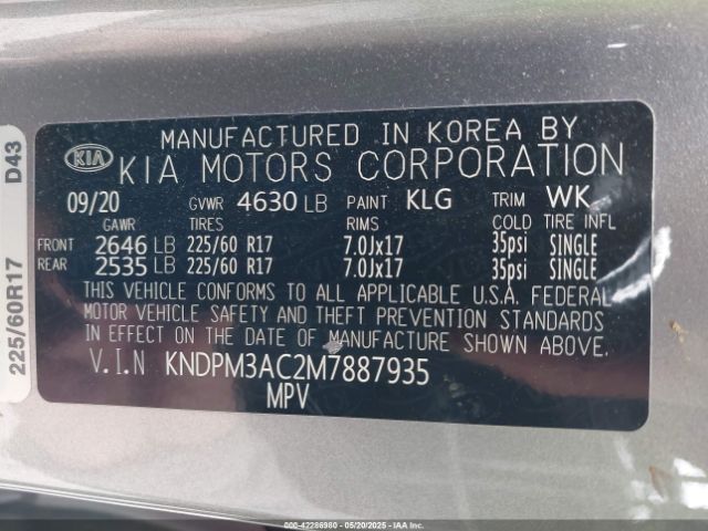 KNDPM3AC2M7887935 KIA Sportage Lx